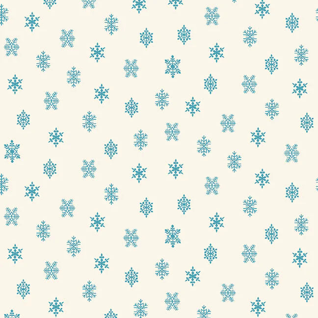 Fabric, Winter in Snowtown by Buttermilk Basin - Cream Light Blue Snowflakes (by the yard)