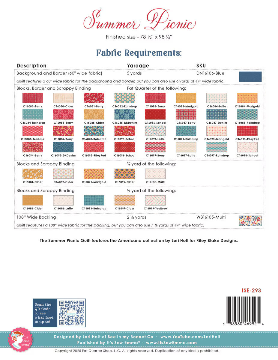 Pattern, Summer Picnic Quilt by Lori Holt
