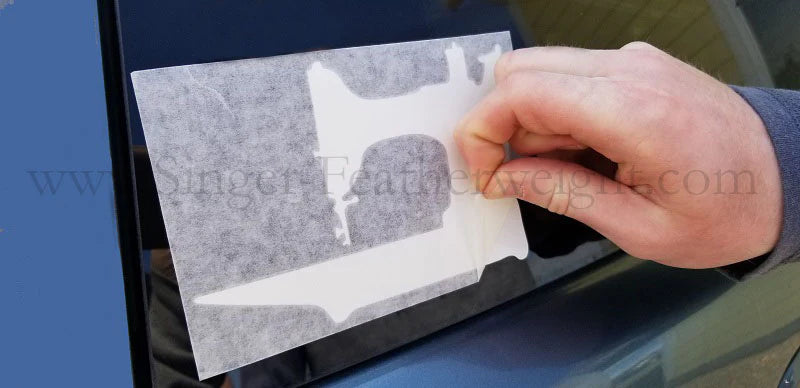 Window Sticker, Singer Featherweight 221, 222 Silhouette - WHITE (SMALL)