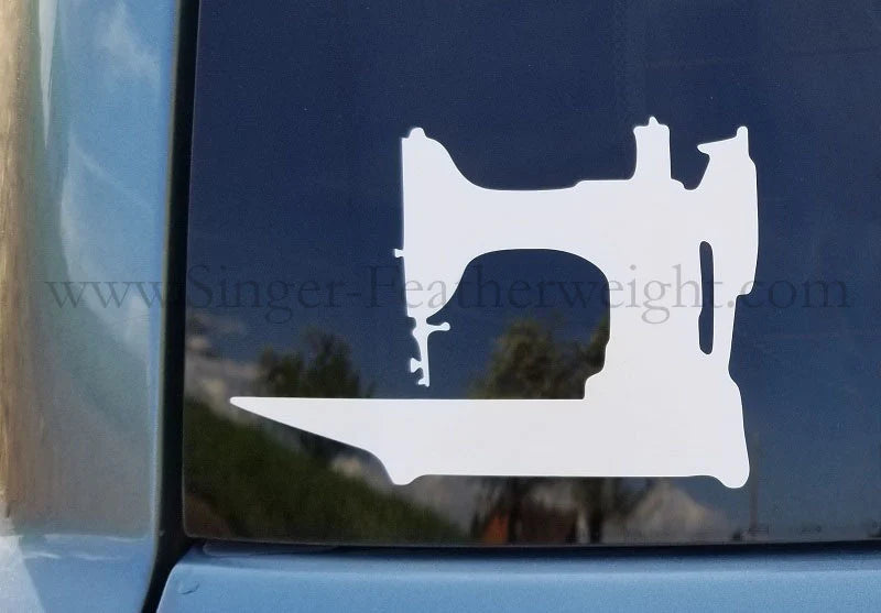 Window Sticker, Singer Featherweight 221, 222 Silhouette - WHITE (SMALL)