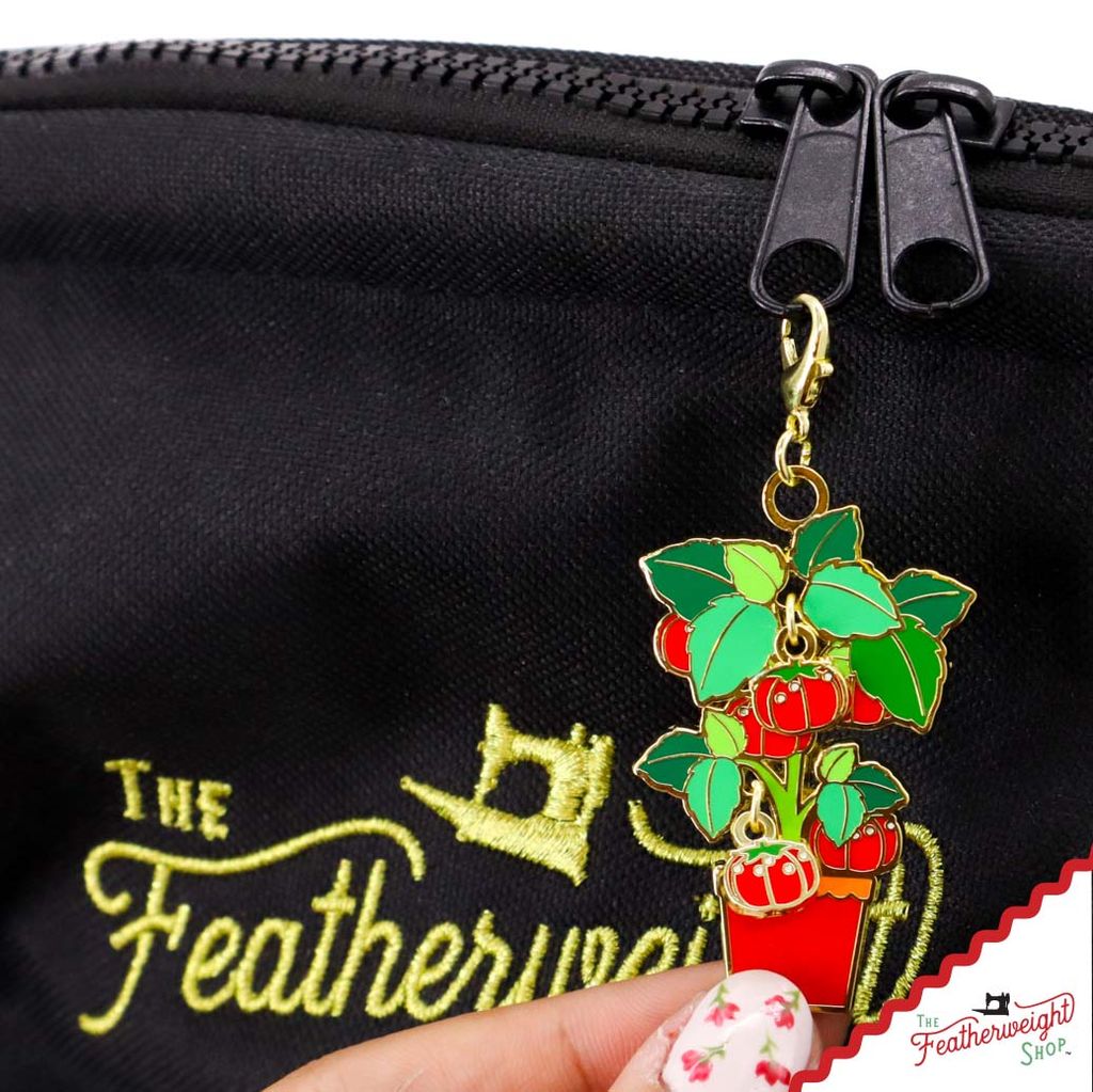 Enamel Charm Zipper Pull - PLANT & SEWING JAR by Cathe Holden