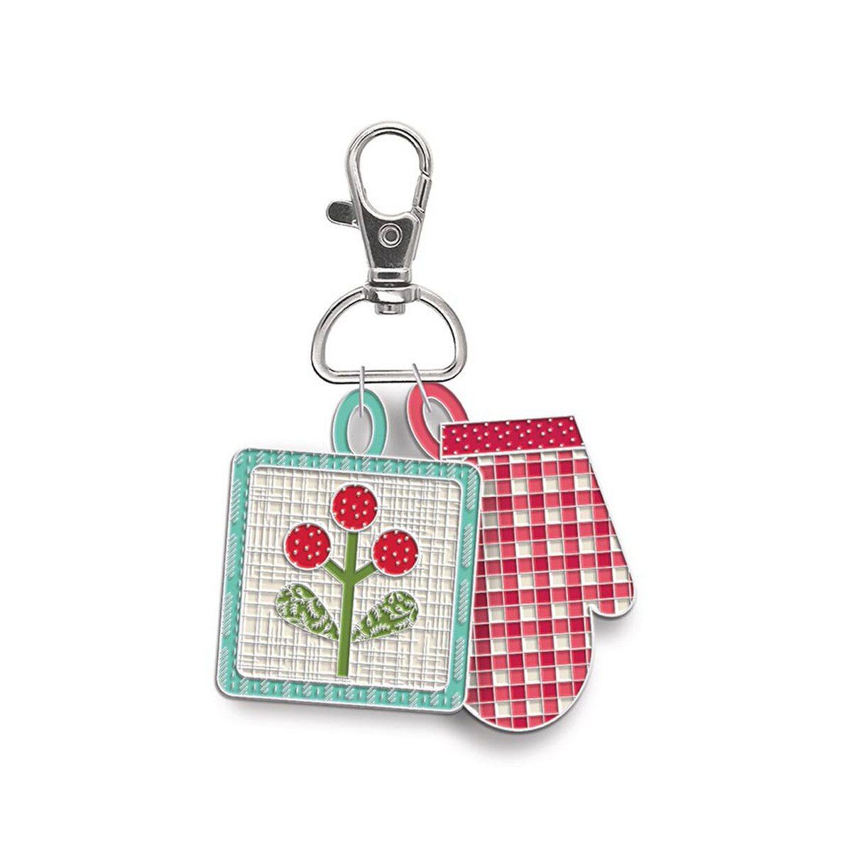 Keyring & Keychain Enamel Happy Charm, Baked With Love HOT PADS by Lori Holt