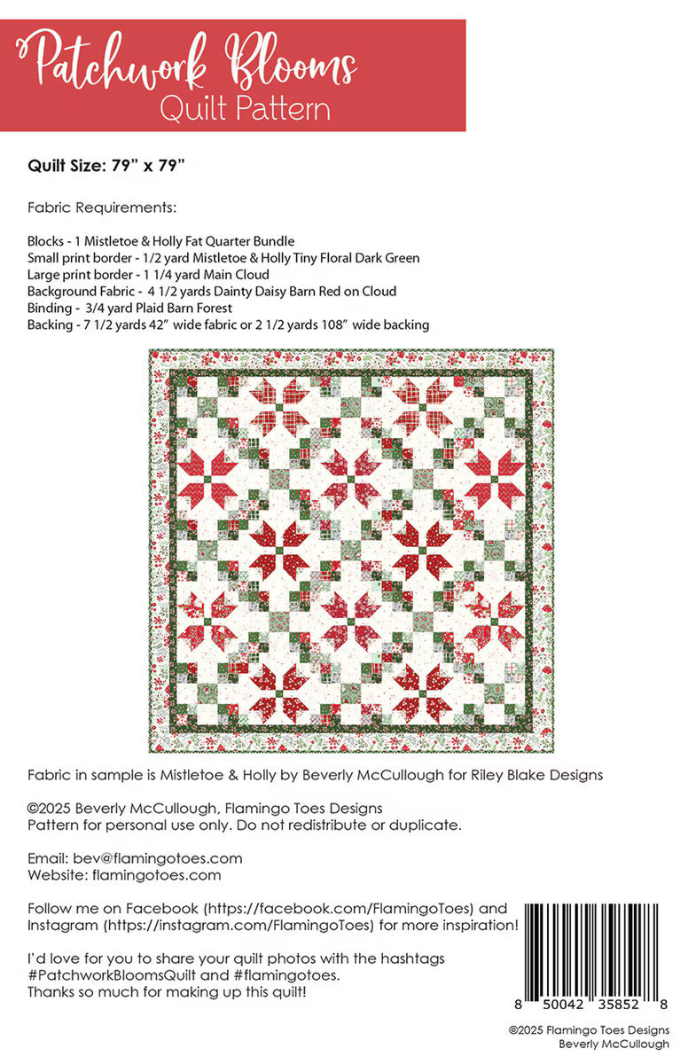 PATTERN, PATCHWORK BLOOMS Quilt by Beverly McCullough
