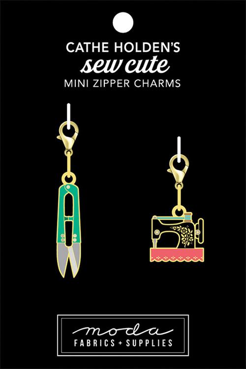 Enamel Charm Zipper Pull - THREAD SNIPS & SEWING MACHINE by Cathe Holden