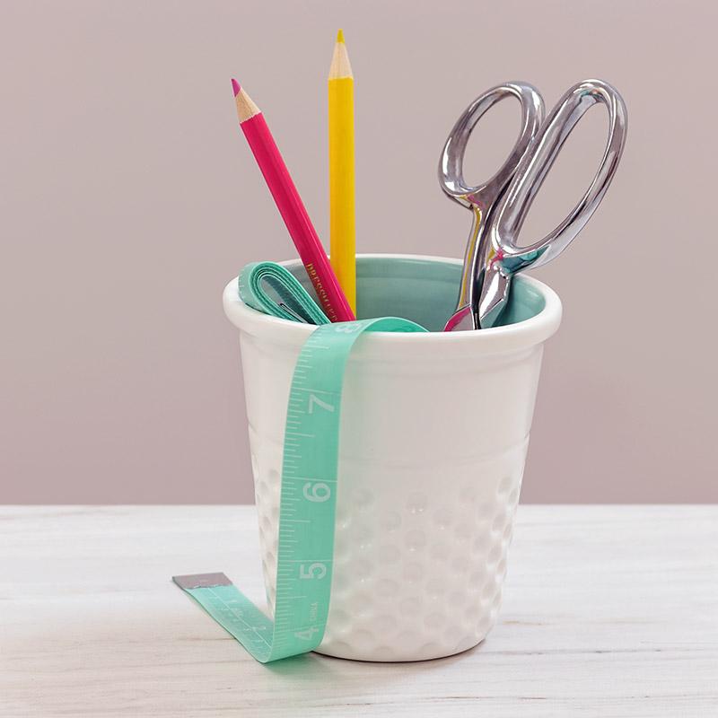Thimble Ceramic Craft Container Aqua