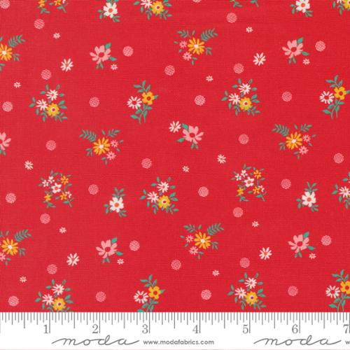 Fabric, Julia Ditsy Floral & Dots by Crystal Manning - CHERRY RED (by the yard)