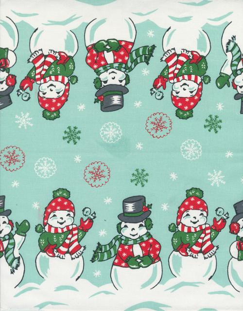 Fabric, 16-Inch Toweling by MODA - SNOWY Snowmen Aqua (by the yard) (Copy)