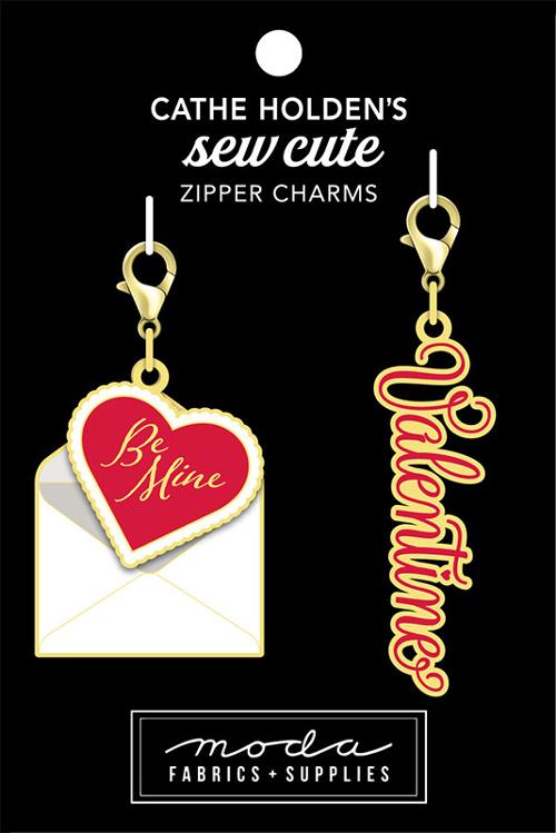 Enamel Charm Zipper Pull - BE MINE LOVE LETTER & VALENTINE by Cathe Holden