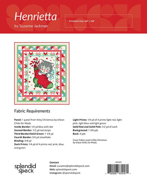 Quilt Kit, HENRIETTA Kitty Christmas Stocking