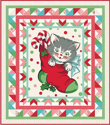 Quilt Kit, HENRIETTA Kitty Christmas Stocking