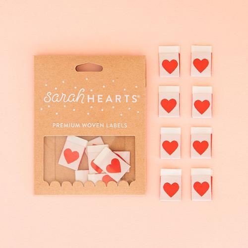Labels, LOVE Heart Quilt Woven Sew-In Tags by Sarah Hearts - RED