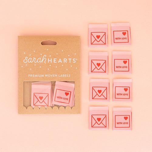 Labels, LOVE LETTER ENVELOPE Heart Quilt Woven Sew-In Tags by Sarah Hearts