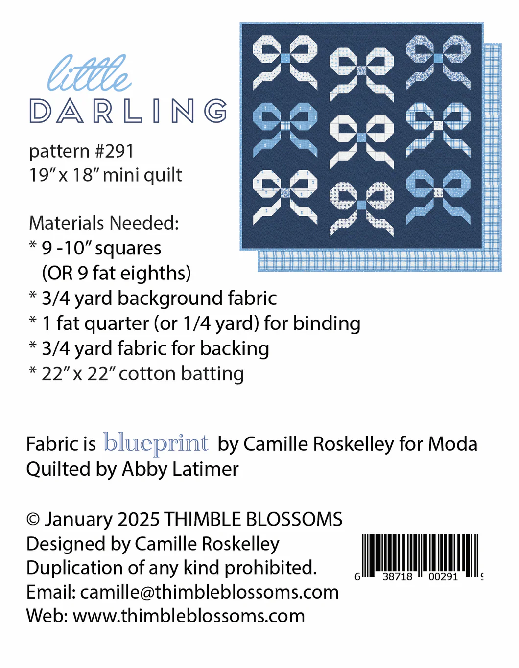 PATTERN, Little Darling Mini Quilt by Camille Roskelley for Thimble Blossoms