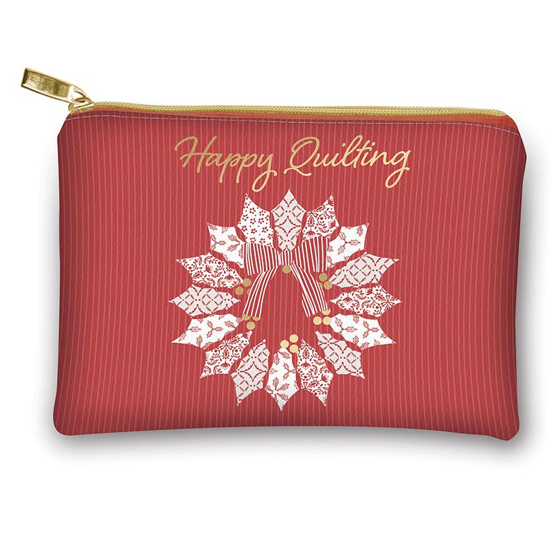 Bag, Happy Quilting Christmas Wreath Glam Zipper