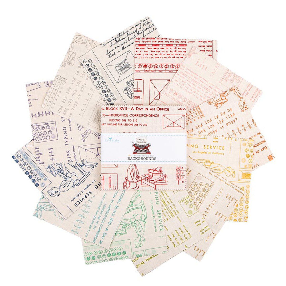 Fabric, TYPE/ography BACKGROUNDS by Lori Holt - 5-INCH STACKER