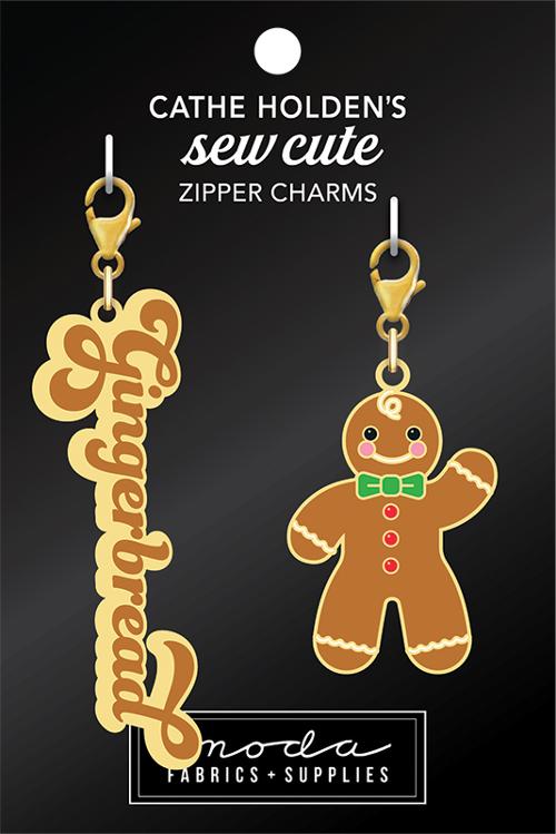 Enamel Charm Zipper Pull - GINGERBREAD Script & MAN by Cathe Holden