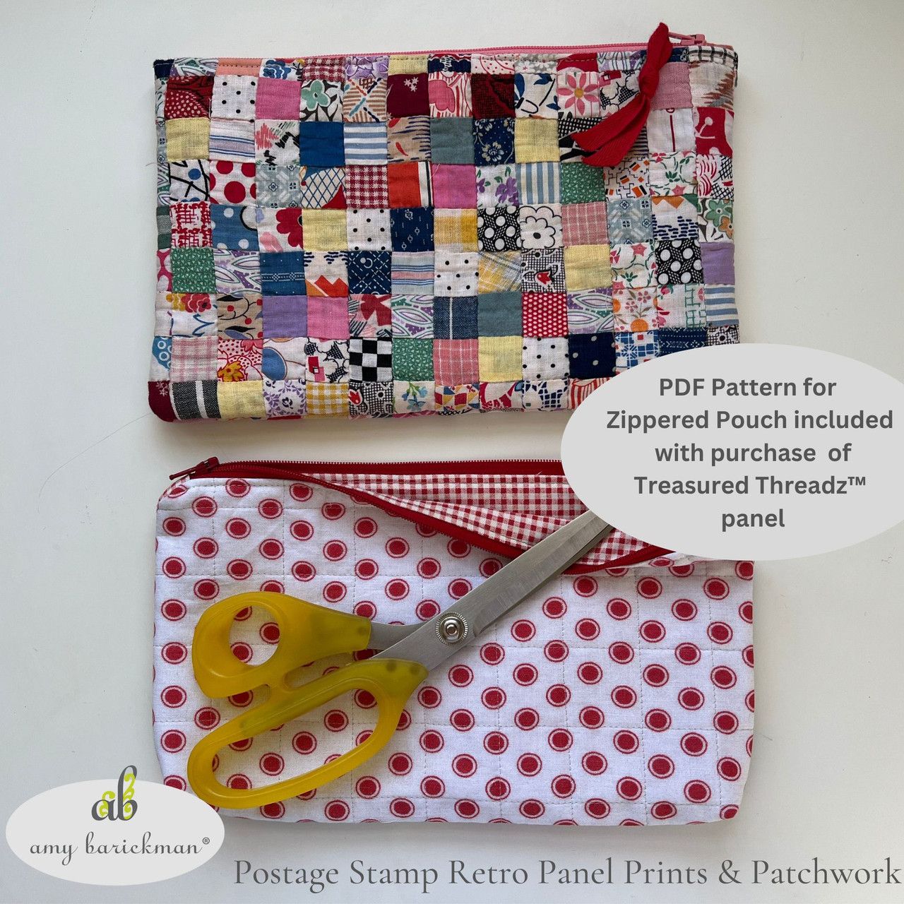 Fabric, Treasured Threadz Quilt Block Panel - Postage Stamp