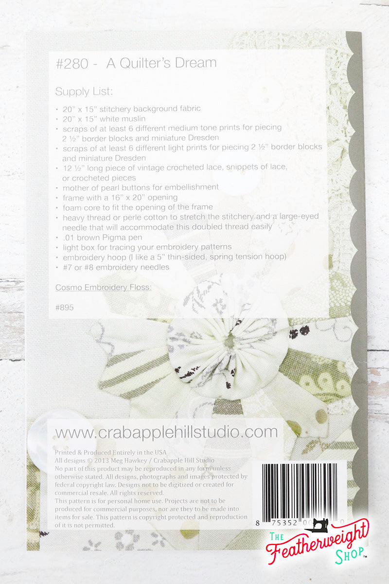 PATTERN, A QUILTER'S DREAM - Featherweight Embroidery