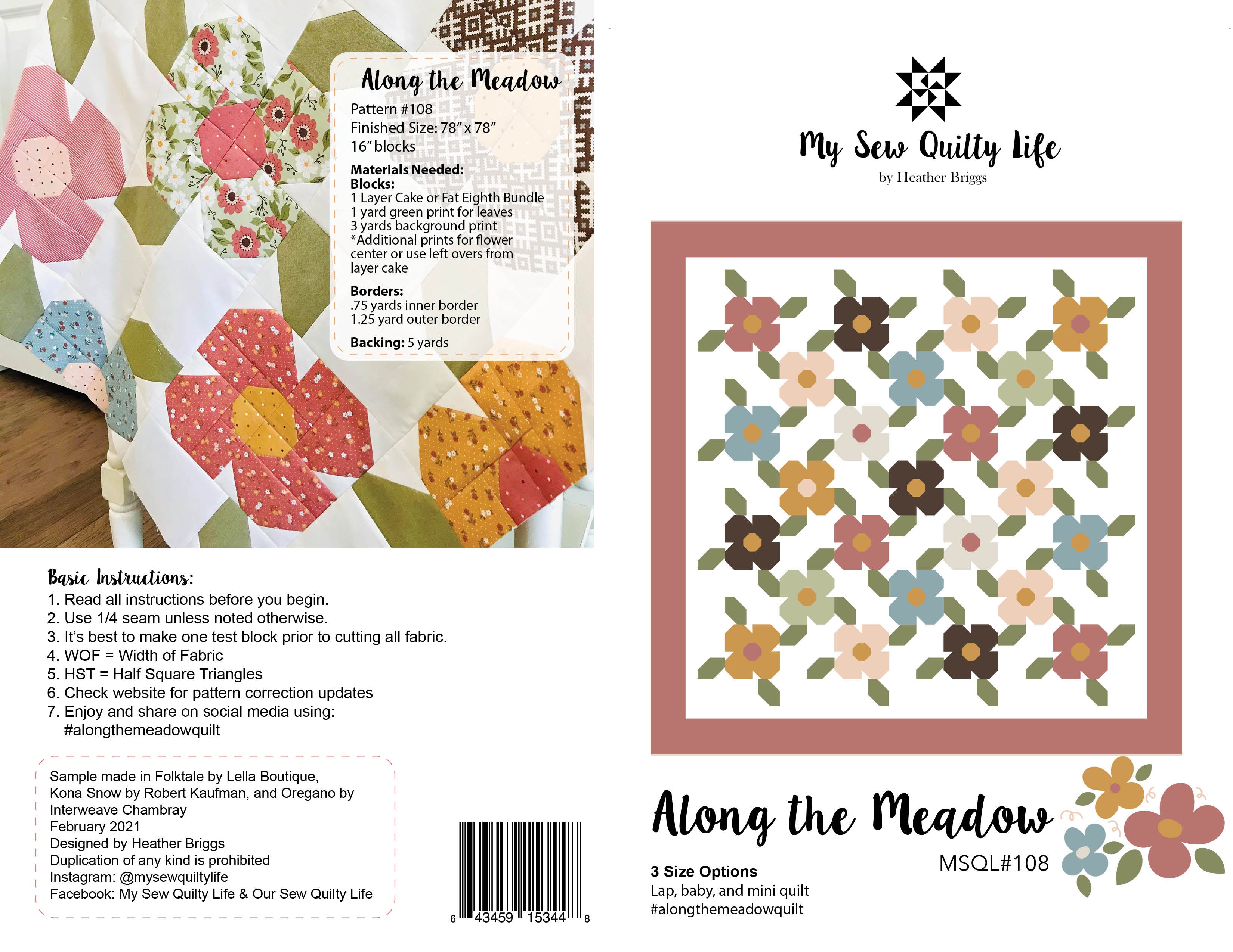 Pattern, Along the Meadow Quilt by My Sew Quilty Life (digital download)