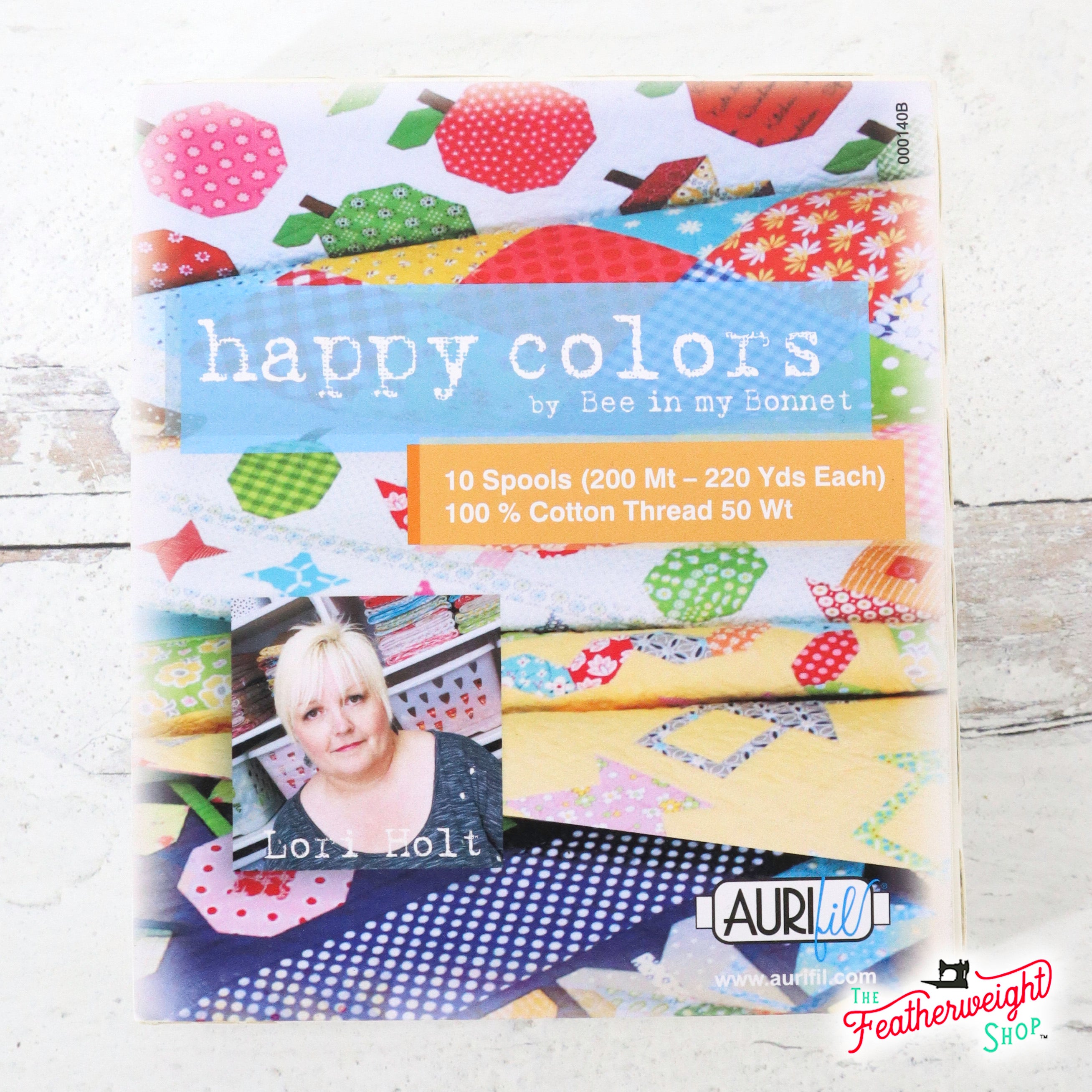 Aurifil Thread 50wt Cotton, HAPPY COLORS 10 Color SET Lori Holt
