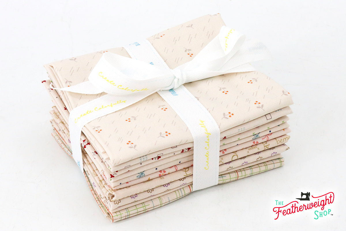 Fabric, AUTUMN Creamy Latte' Low Volume Backgrounds by Lori Holt of Bee in My Bonnet - FAT QUARTER BUNDLE