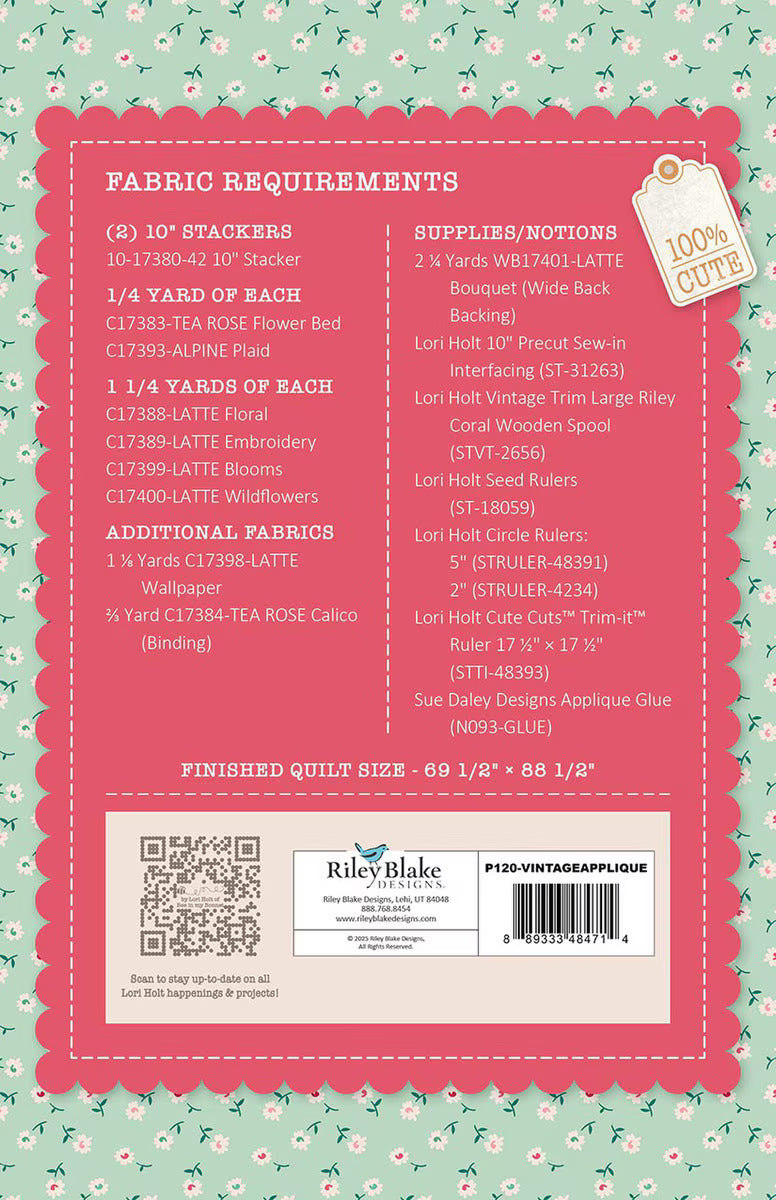 Pattern, Vintage Applique Quilt by Lori Holt