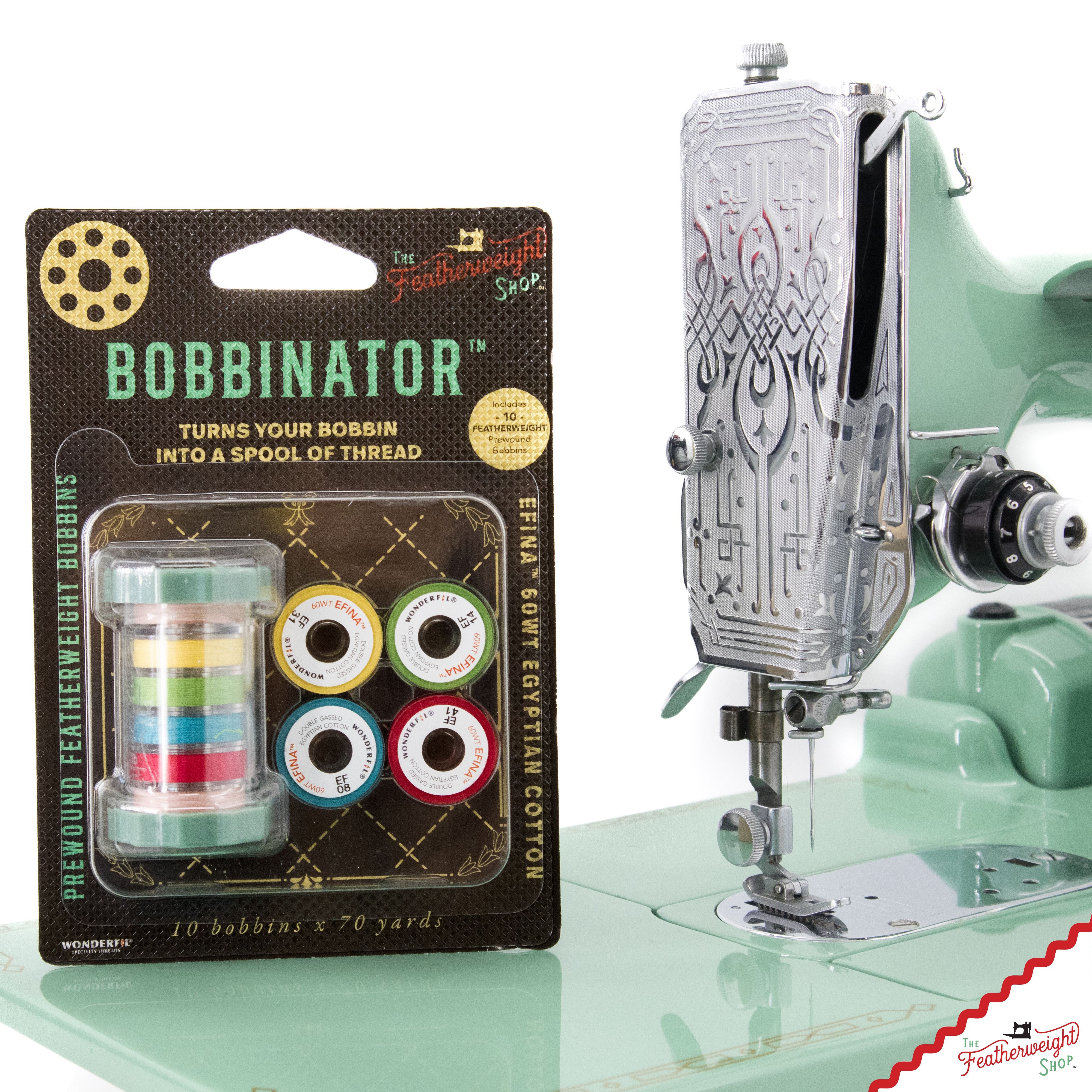 Featherweight Thread, BOBBINATOR with Prewound Bobbins