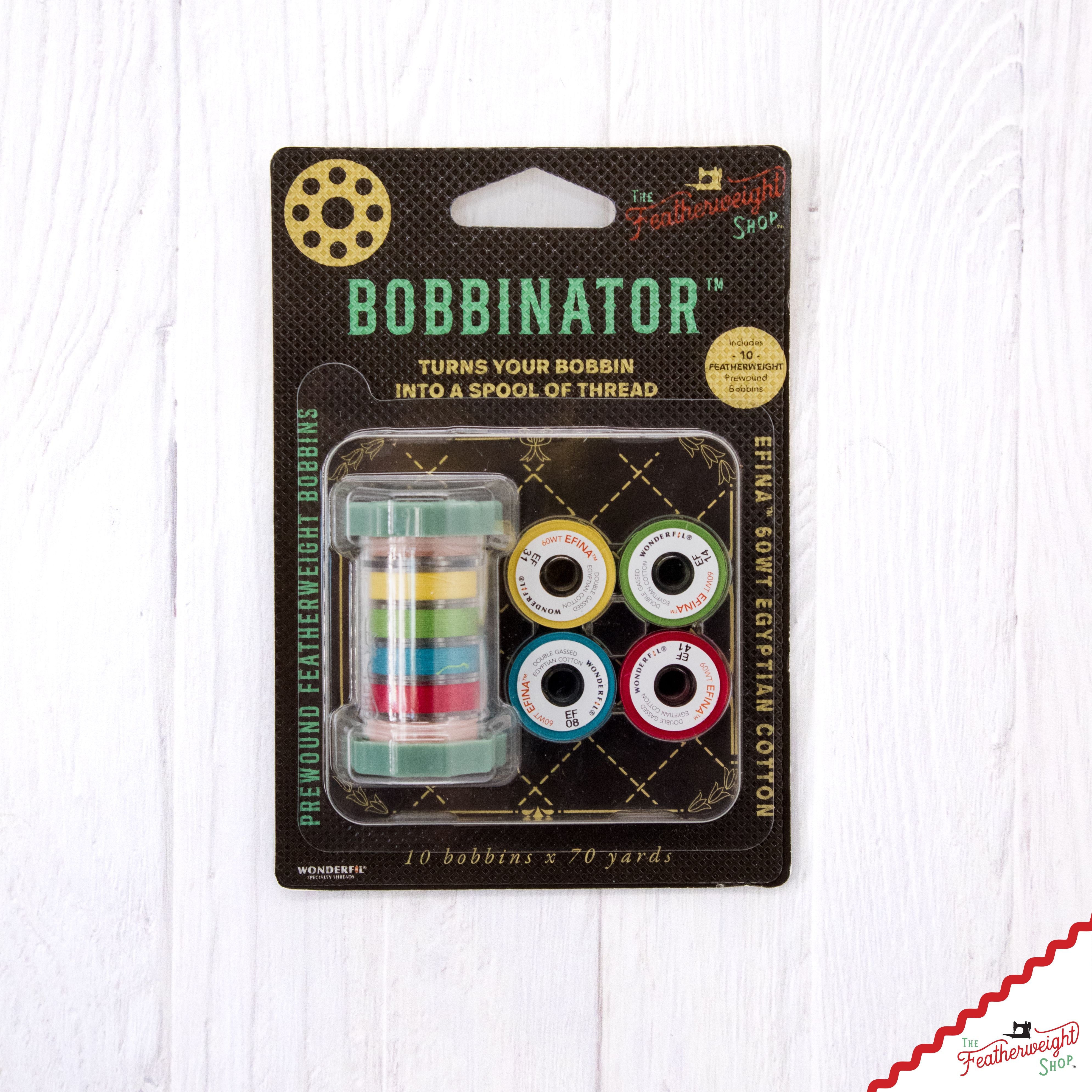 Featherweight Thread, BOBBINATOR with Prewound Bobbins