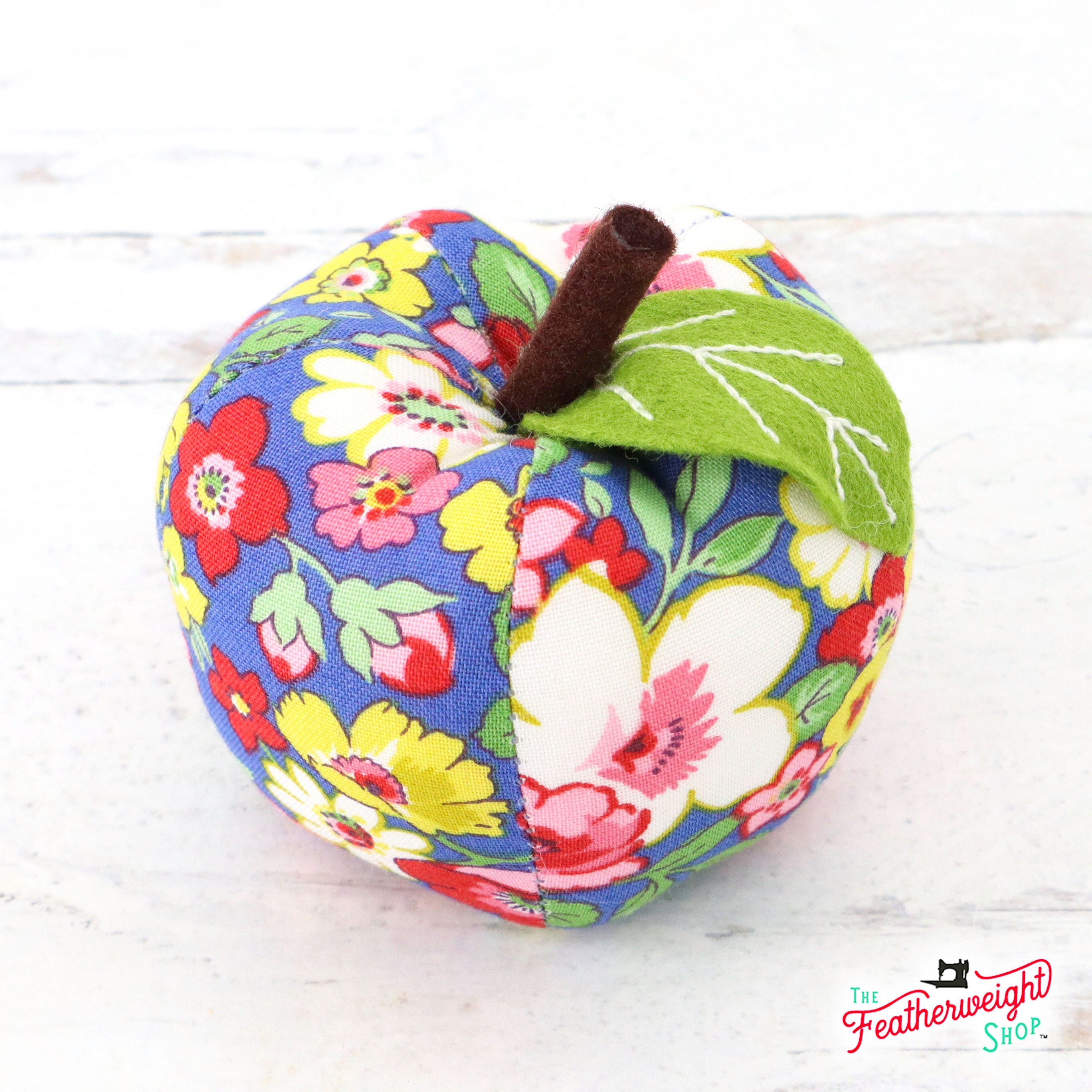 Blue Apple Pin Cushion by Liberty of London Quilter's Cotton Fabric - Hedgerow Bloom