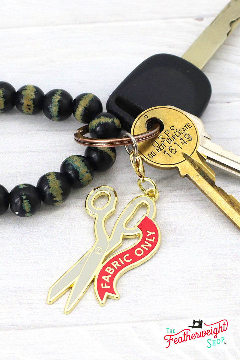 Enamel Charm Zipper Pull - SCISSORS & BUTTON CARD by Cathe Holden