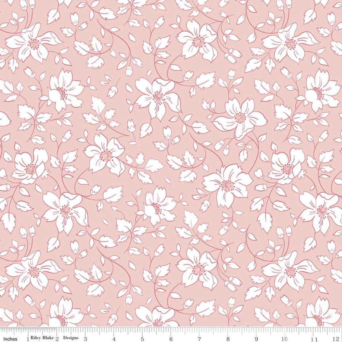 Fabric, Easter Parade by Lindsay Wilkes - Dogwood FLOWERS Peachy PINK (by the yard)