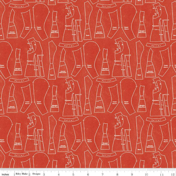 Fabric, Red Hot Sewing Patterns by J. Wecker Frisch - RED (by the yard)
