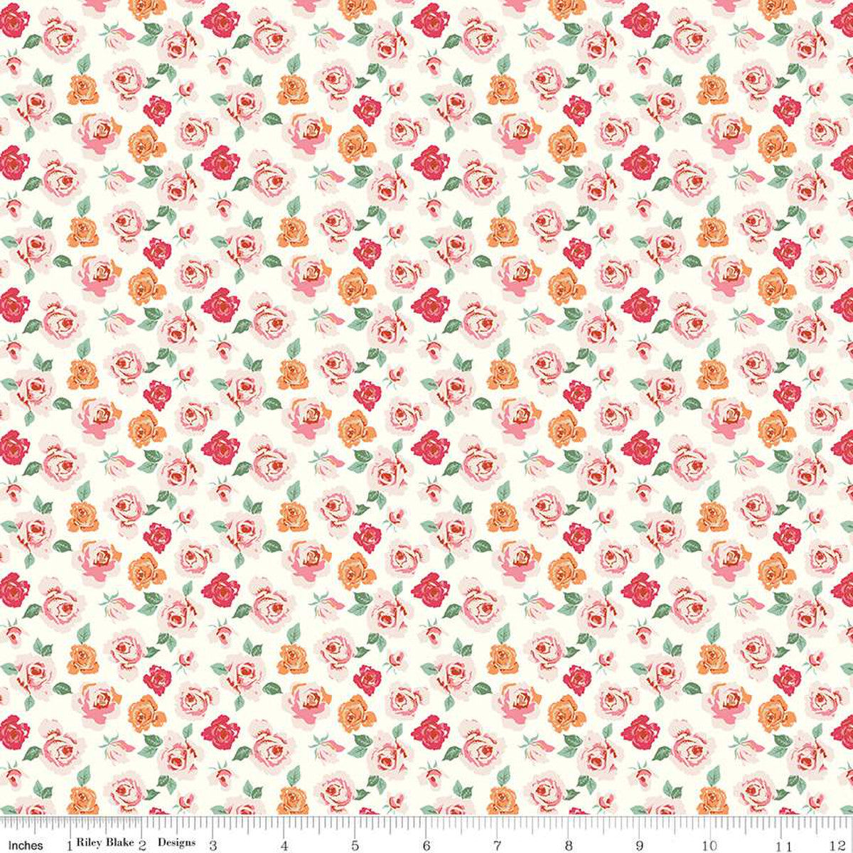 Fabric, Bloomberry Tiny Roses - CREAM (by the yard)