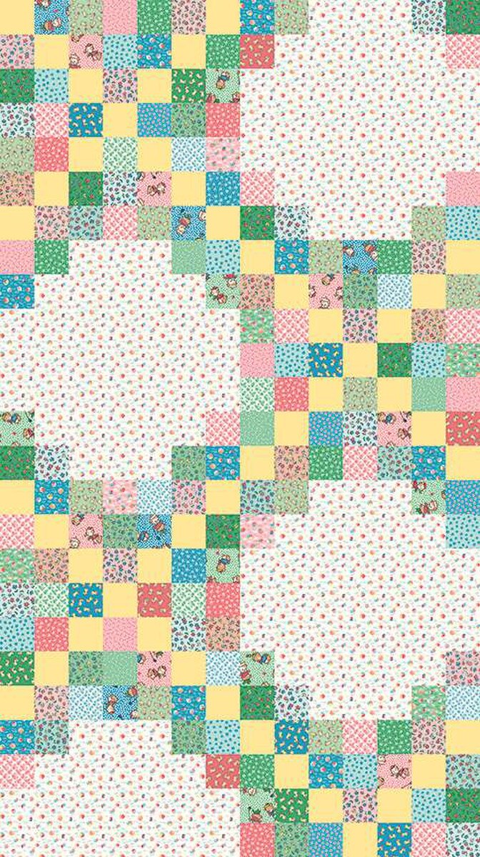 Fabric, Playtime 30's Cheater Quilt Print by Lindsay Wilkes - MULTI (by the yard)