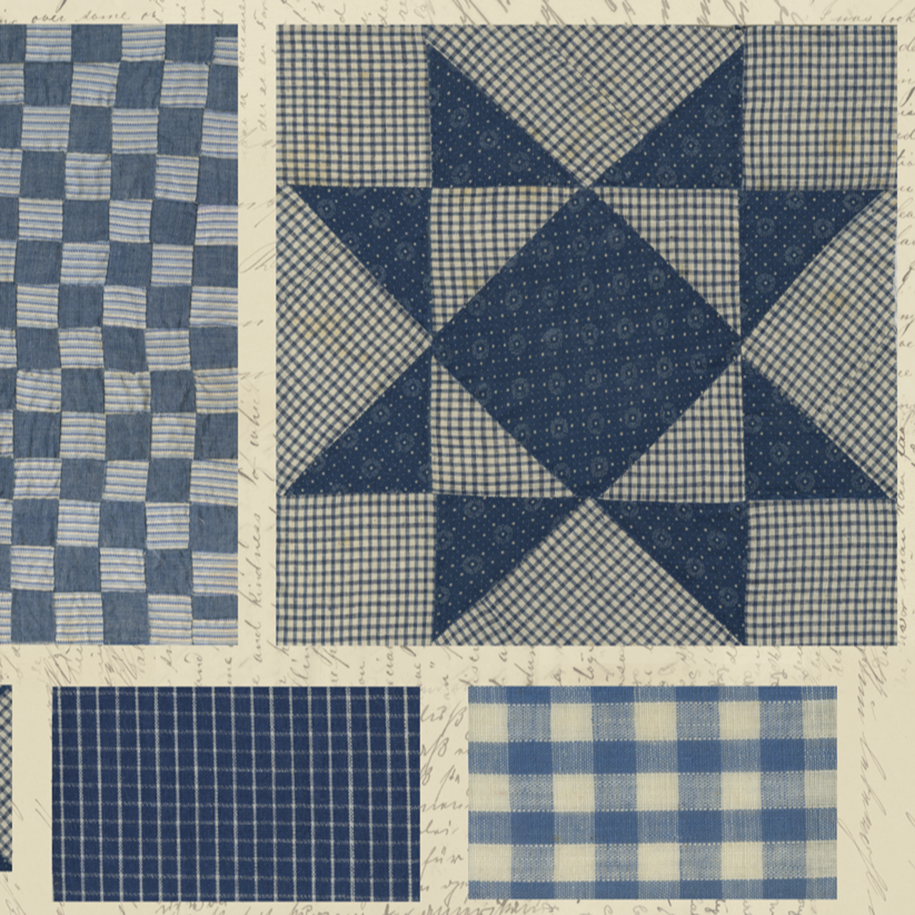 Fabric, Treasured Threadz Quilt Block Panel - Missouri Star Blue