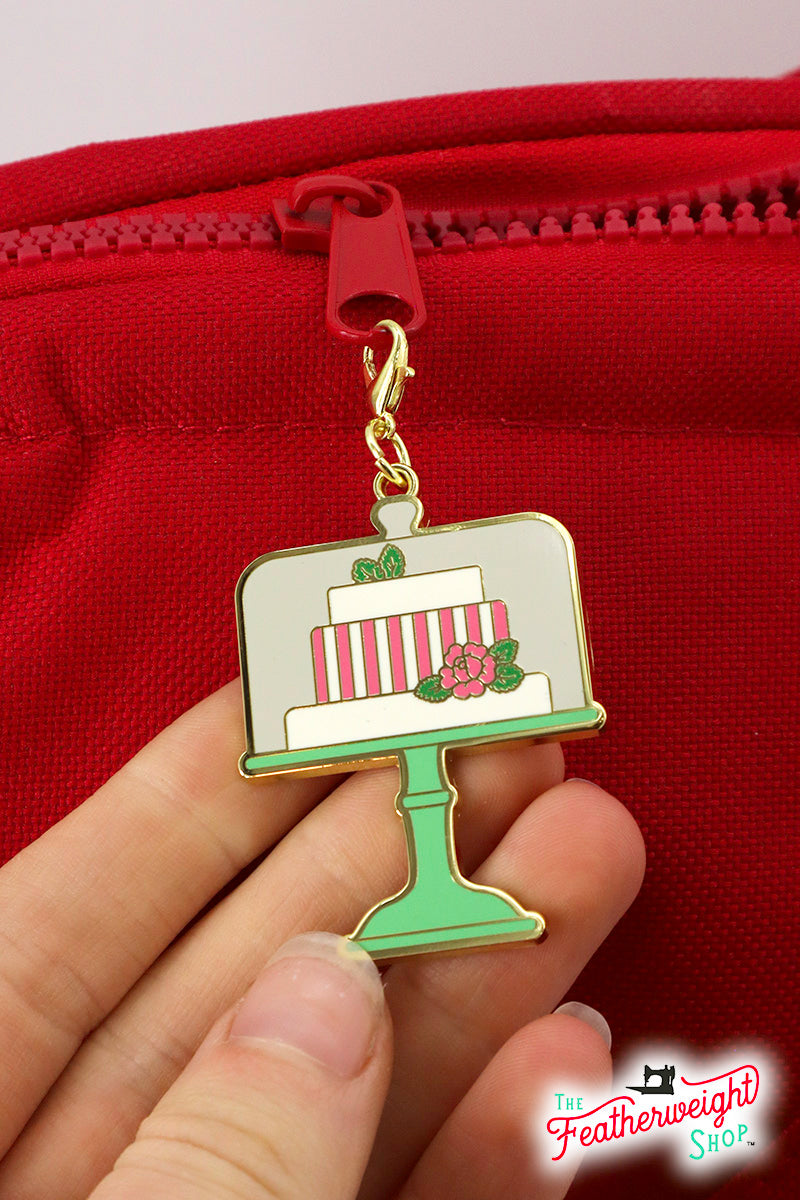 Enamel Charm Zipper Pull - ROLLING PIN & CAKE STAND by Cathe Holden