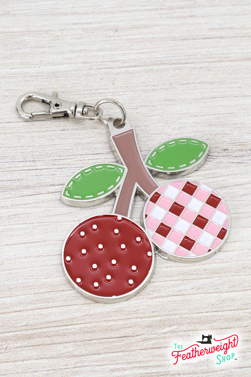 Keyring & Keychain Enamel Charm, CHERRY by Lori Holt