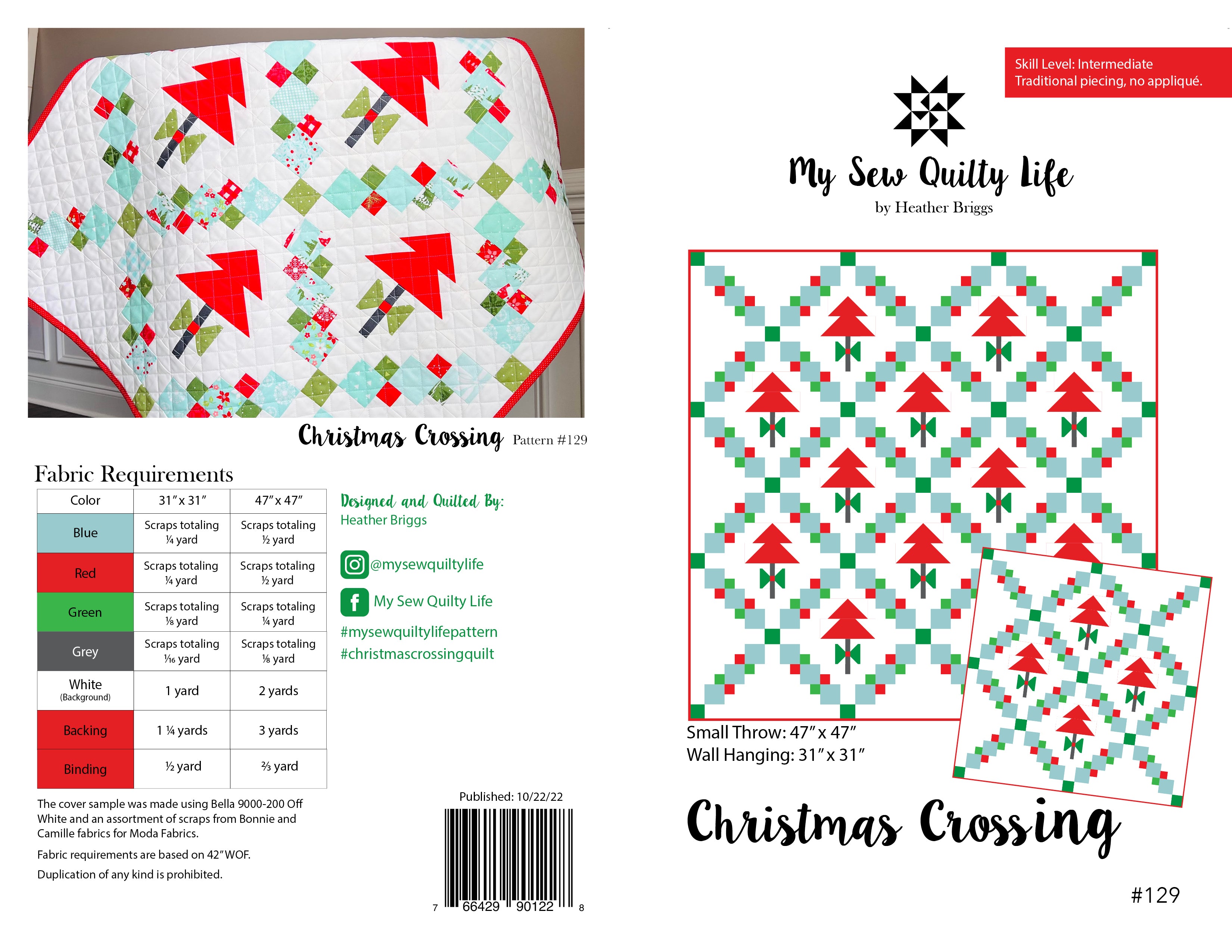 Pattern, Christmas Crossing Quilt by My Sew Quilty Life (digital download)