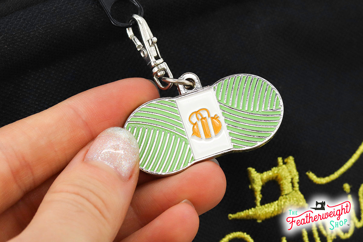 Keyring & Keychain Enamel Happy Charm, Chunky Thread Skein Lettuce by Lori Holt