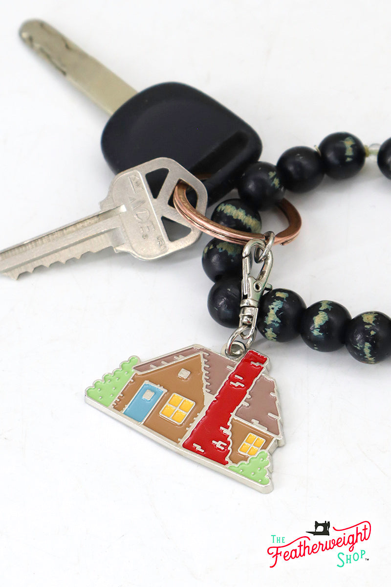 Keyring & Keychain Enamel Charm, Cottage by Lori Holt