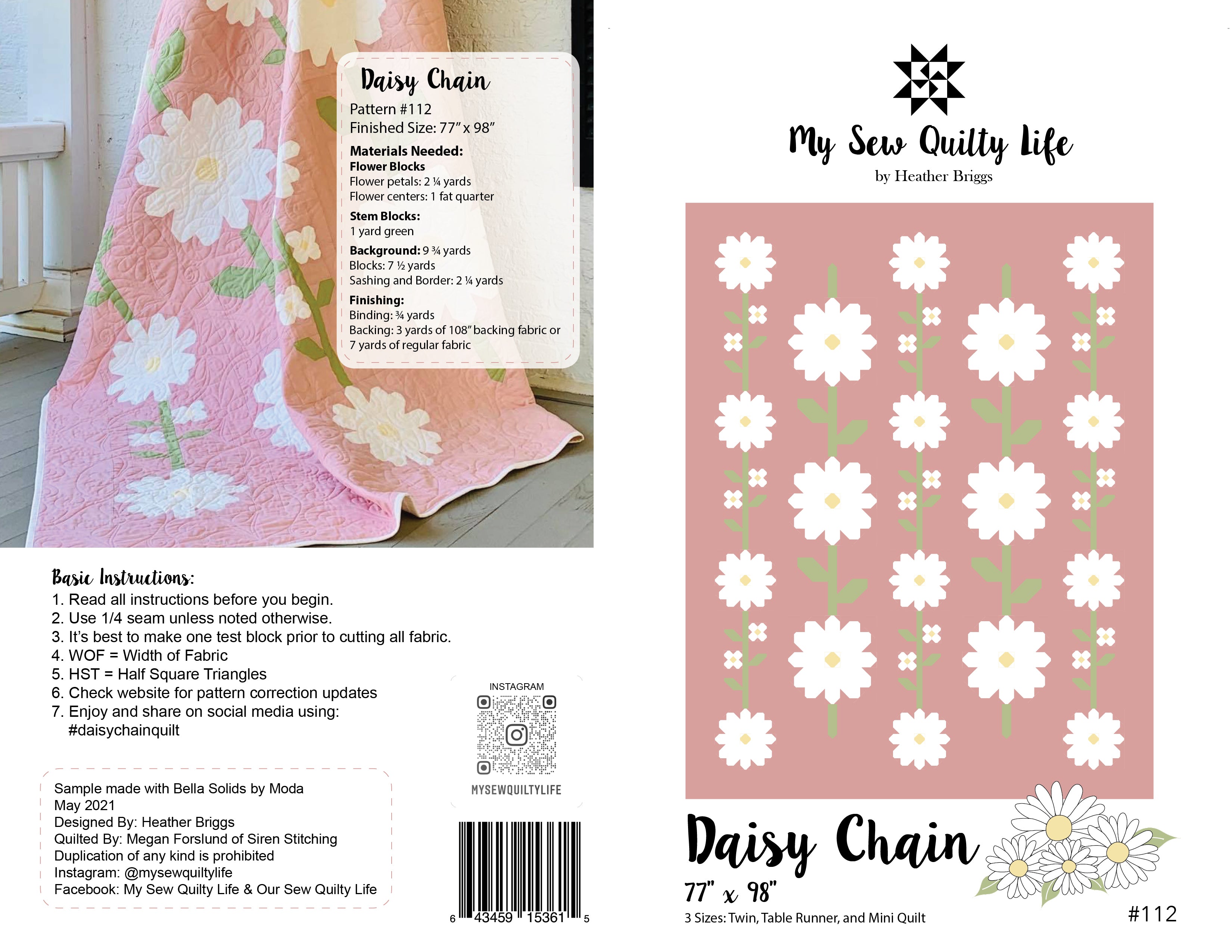 Pattern, Daisy Chain Quilt by My Sew Quilty Life (digital download)