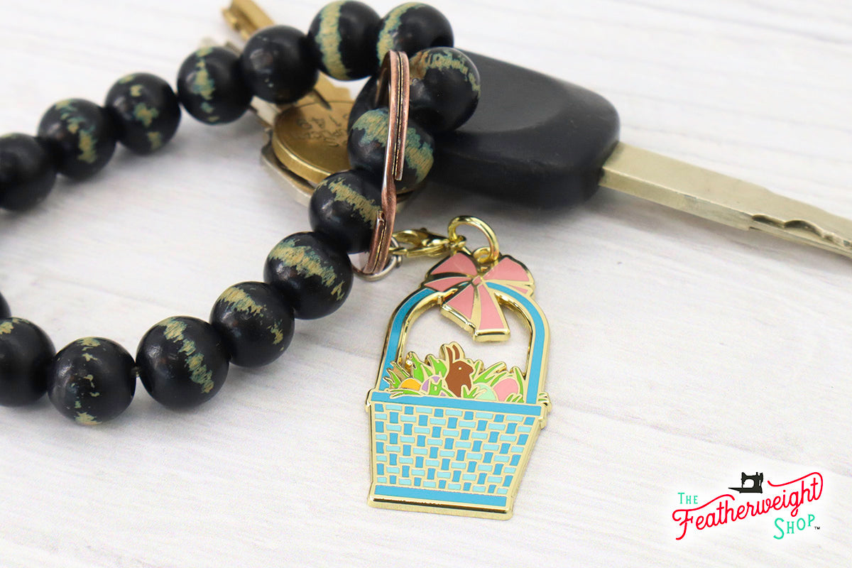 Enamel Charm Zipper Pull - EASTER BASKET, BUNNY RABBIT, LOVES ME by Cathe Holden