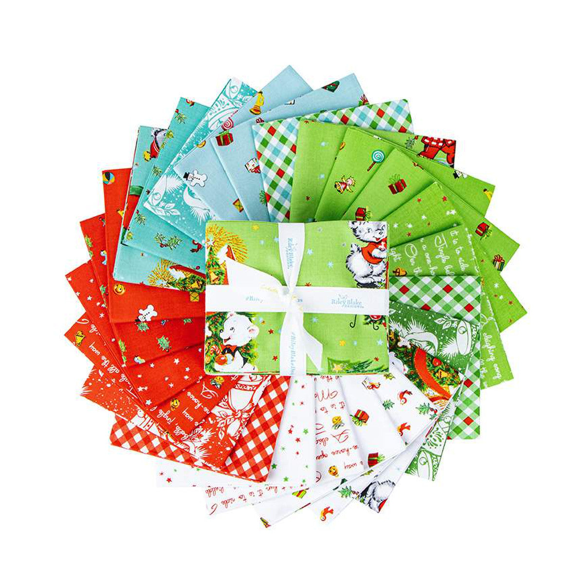 Fabric, JINGLE BELLS Retro Christmas - FAT QUARTER BUNDLE