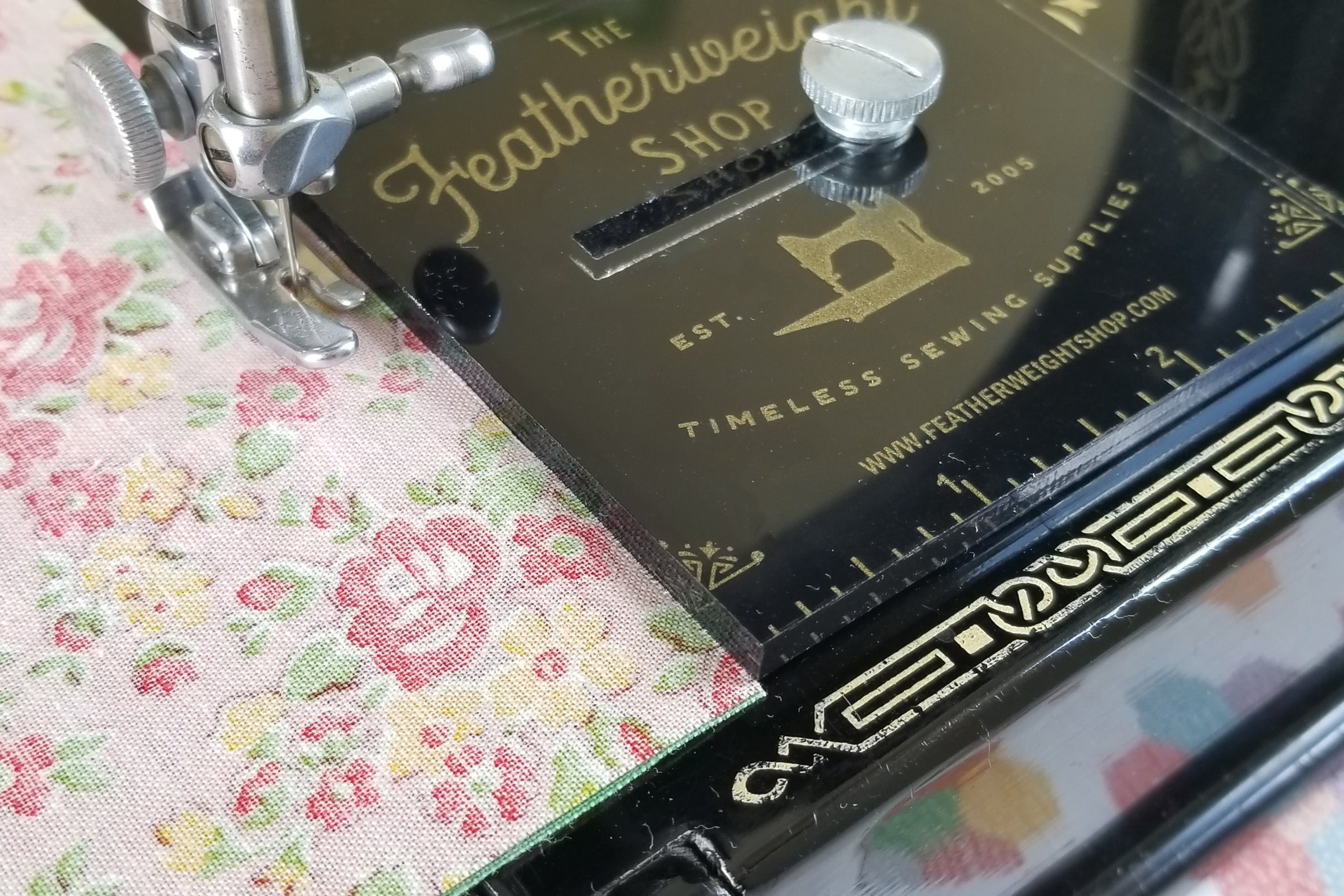 Accurate Seam Guide installed on a Featherweight bed