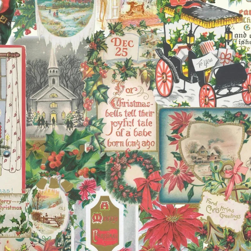 Fabric, Candlelight Christmas by 3 Sisters - Multi COLLAGE (by the yard)