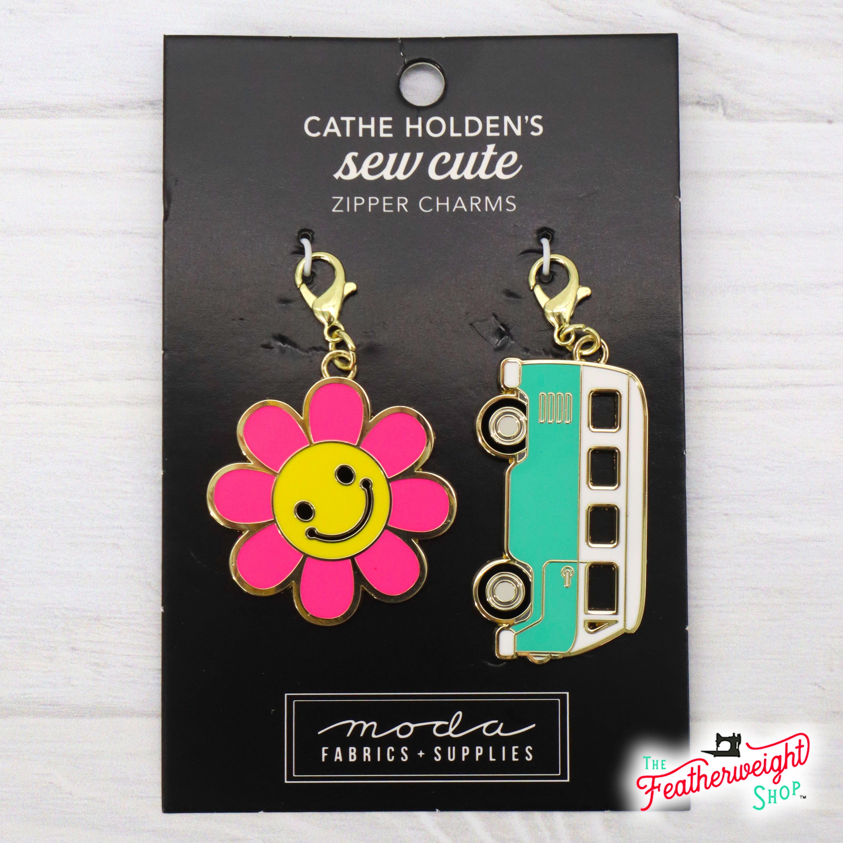 Enamel Charm Zipper Pull - FLOWER & BUS by Cathe Holden