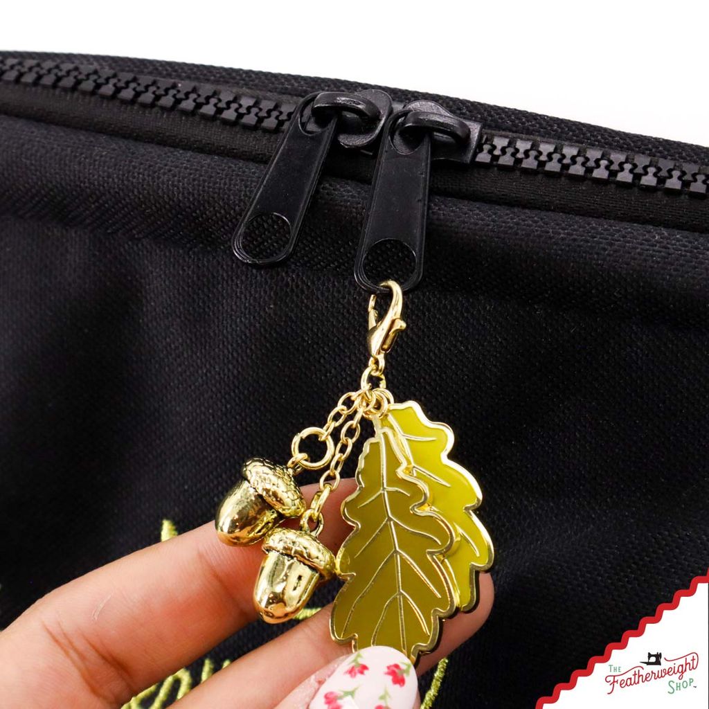 Enamel Charm Zipper Pull - GRATEFUL & OAK LEAF by Cathe Holden