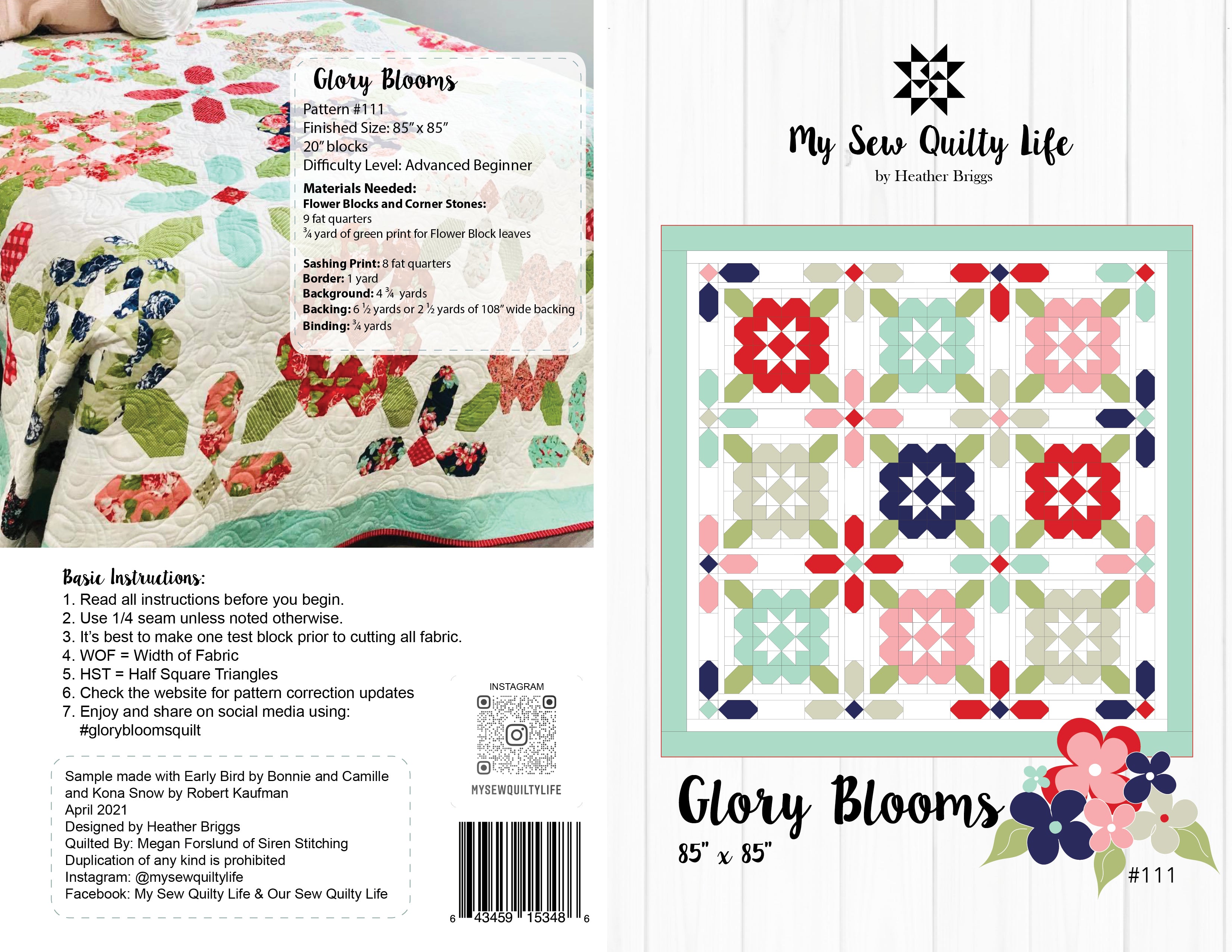 Pattern, Glory Blooms Quilt by My Sew Quilty Life (digital download)