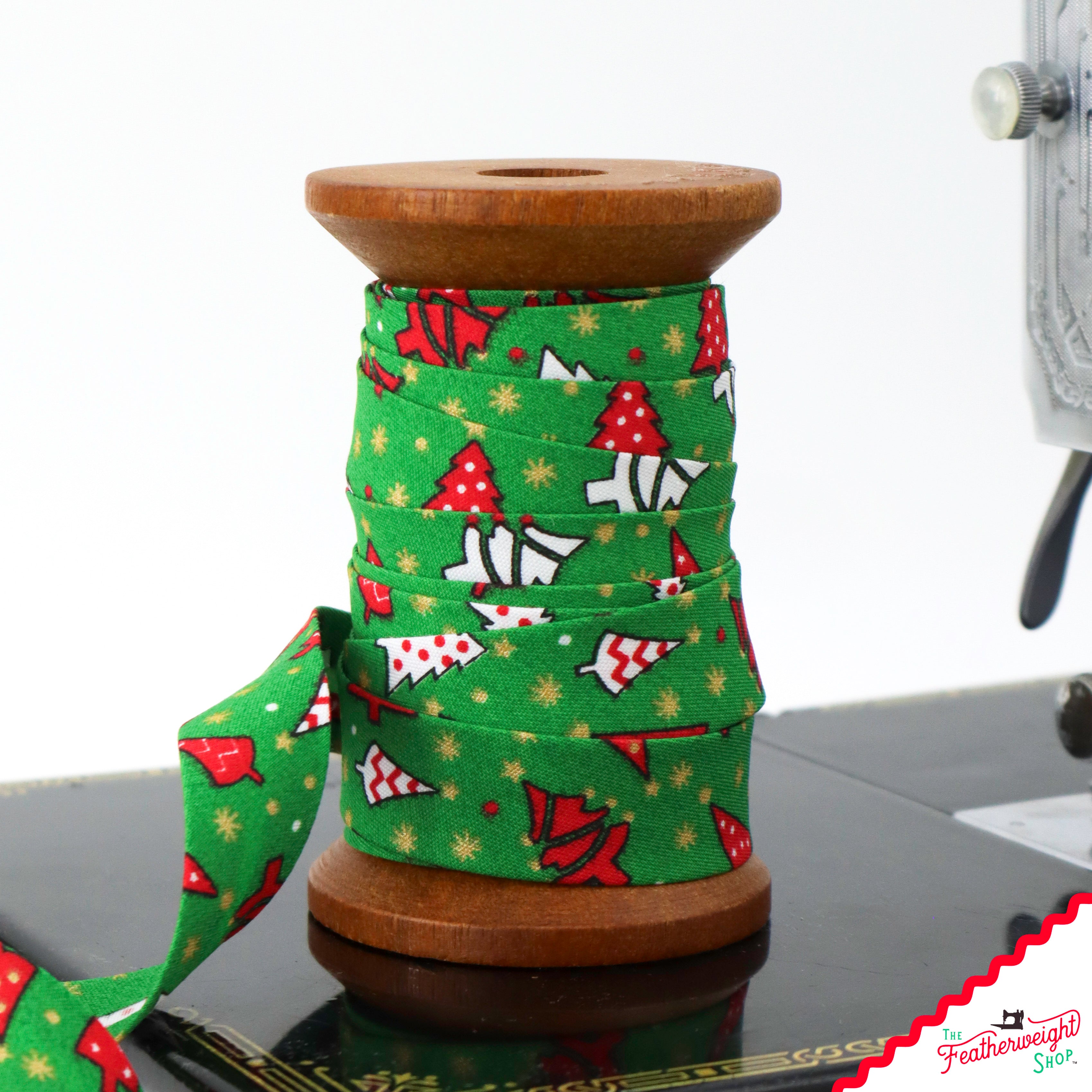 BIAS TAPE, Christmas Tree GREEN Single Fold (by the yard)