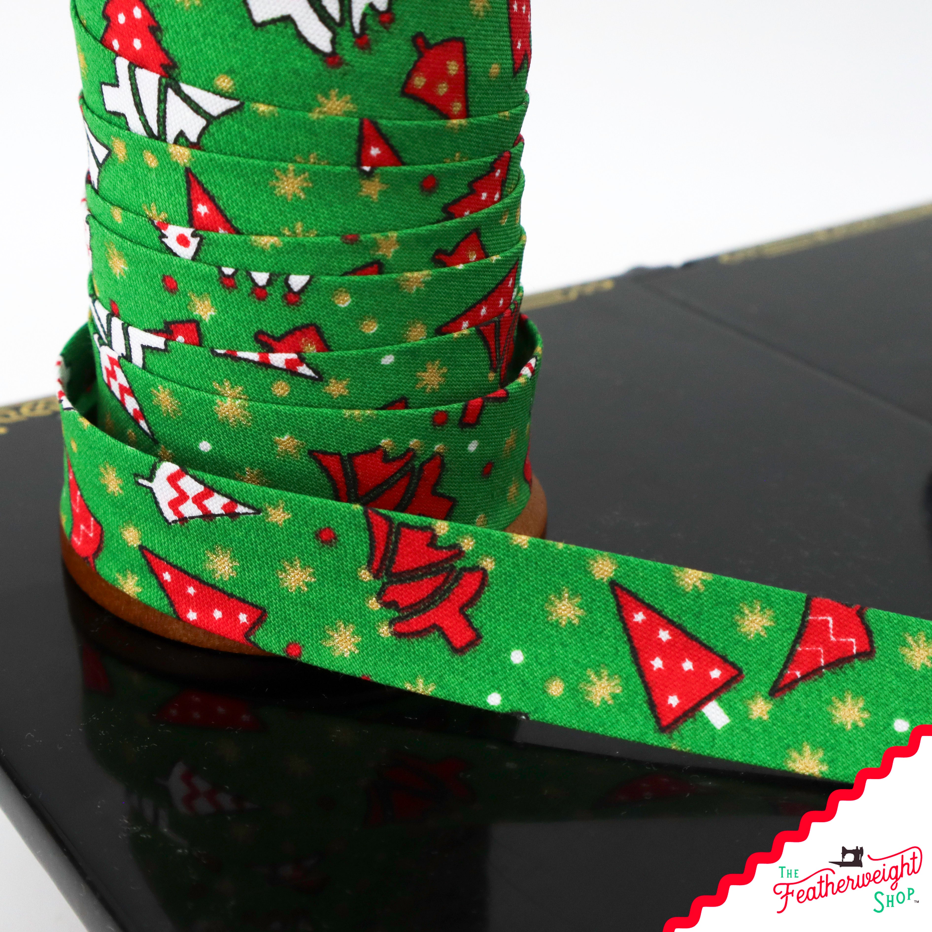 BIAS TAPE, Christmas Tree GREEN Single Fold (by the yard)